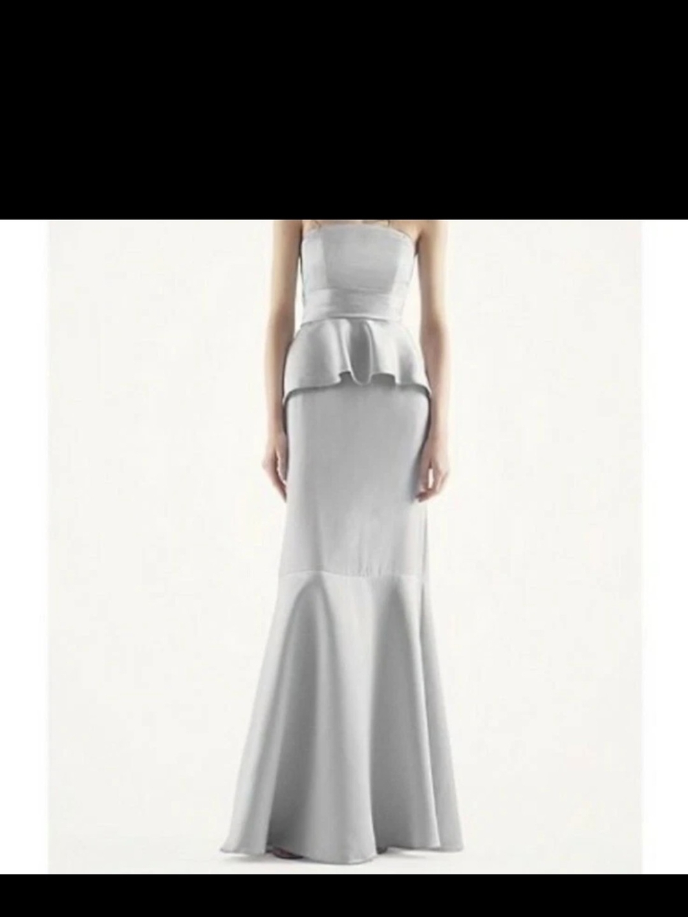 White by Vera Wang Silver Strapless Pe Mermaid Gown